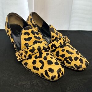 VINTAGE 1960s Herbert Levine Cheetah Spotted Calf Skin Heels w/ Buckle 7-7.5B